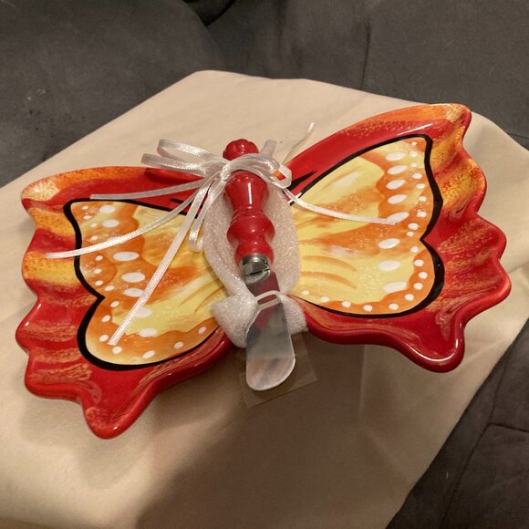Grasslands Road-Butterfly Cheese Serving Tray W/Spreader/Knife-10" W-BRAND NEW - Picture 8 of 9